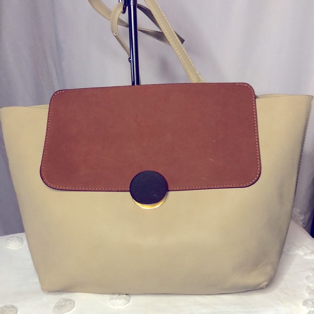 Who What Wear Large Color Block (Cream & Rust Col… - image 5